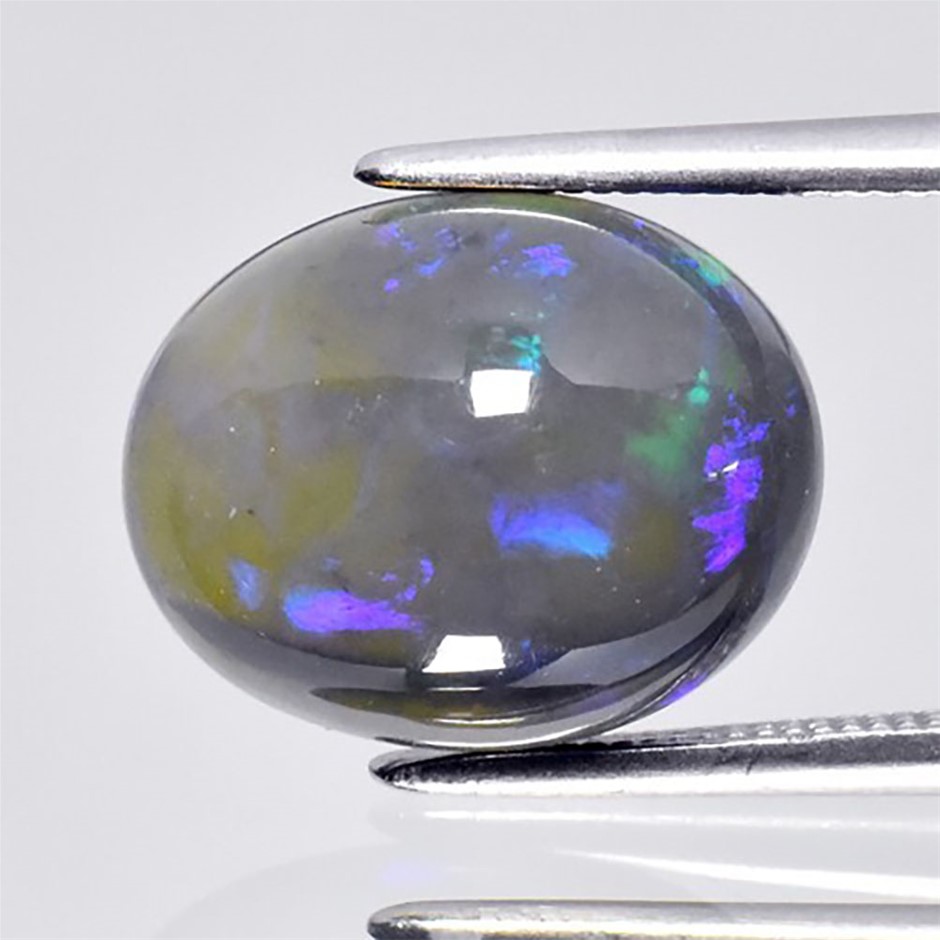 3.40ct Oval Cabochon Cut Play Of Color Black Opal Gemstones - 1Pc