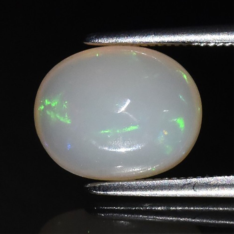 2.23ct Oval Cabochon Cut Play Of Color White Opal Gemstones - 1Pc