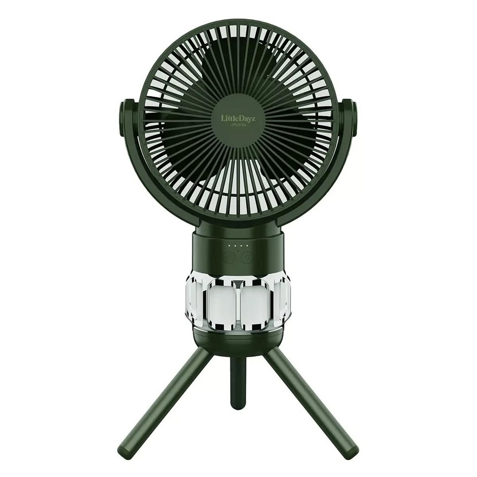 LITTLEDAYZ Camping Fan And Light, Khaki Green. NB: Minor use.