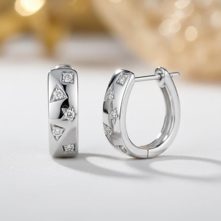 GRA Moissanite White Brilliant Cut 925 Sterling Silver Earrings-VVS1