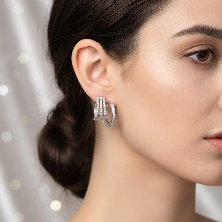 GRA Moissanite White Brilliant Cut 925 Sterling Silver Earrings-VVS1