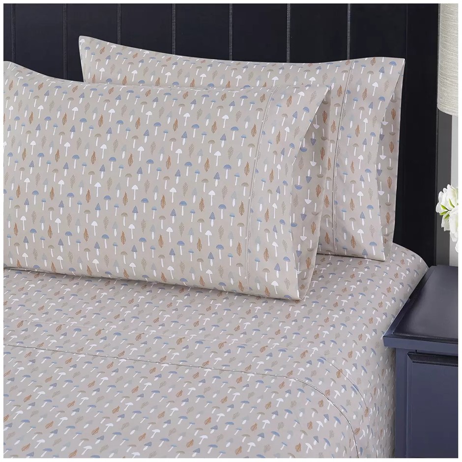 SOUTH POINT 6pc Sheet Set, Size Queen, Simple Fungi.