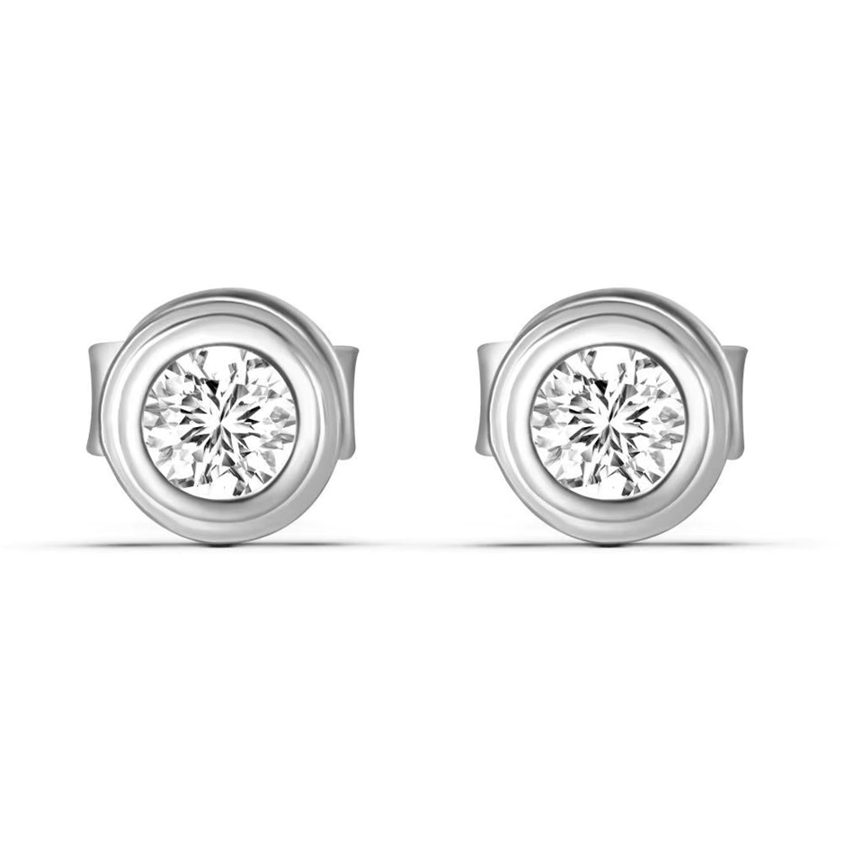 0.1ct Round Cut GRA Certified Moissanite 925 Sterling Silver Earrings