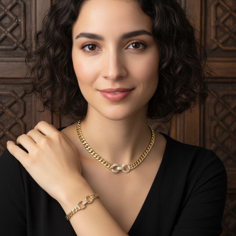 Set 18k Italy Stamped Solid Yellow Gold Filled Chain & Bracelet Guarantee