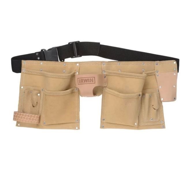 IRWIN 10 Pocket Split Leather Construction Tool Belt NB: Has some stage fro