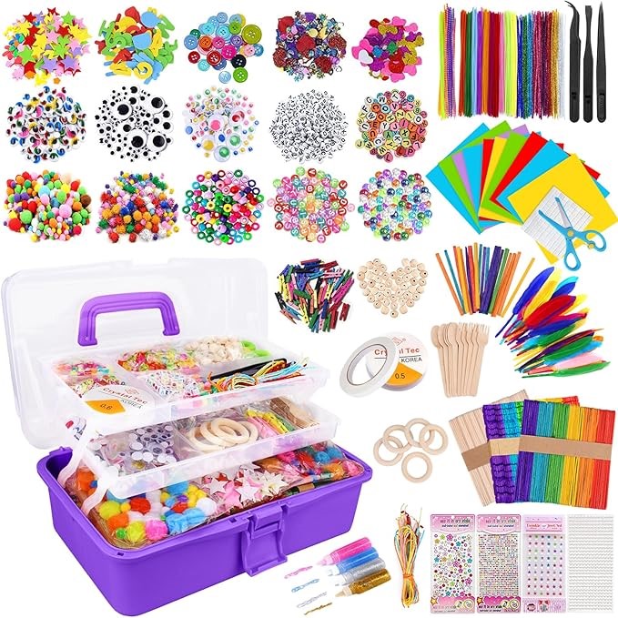 JOTOL Children's Craft Set, 3100 + Pieces Scrapbooking Craft Set with Stora