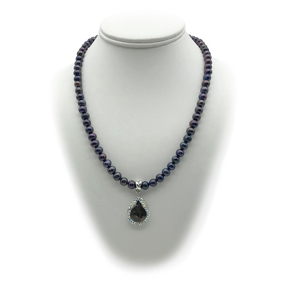 7-8mm Black Pearl & Black Baroque Pearl Glam Pendant