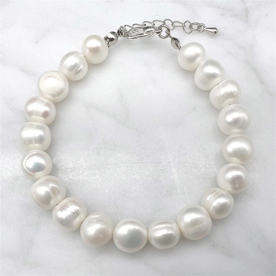 9-10mm Grade AB White Pearl Bracelet