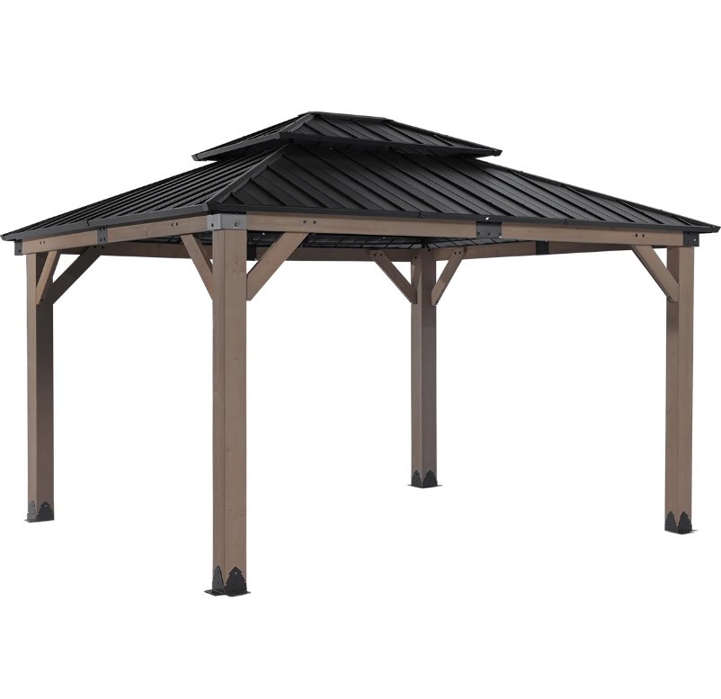 YARDTOPIA Maryborough 3m x 3.6m Timber & Steel Double Hip Roof Gazebo. NB: