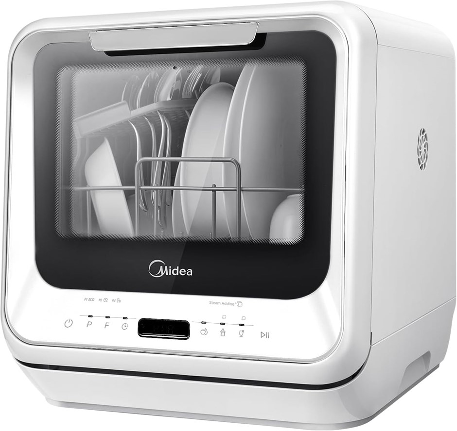 MIDEA Mini Benchtop Dishwasher, 5L Tank, MDWMINIW.