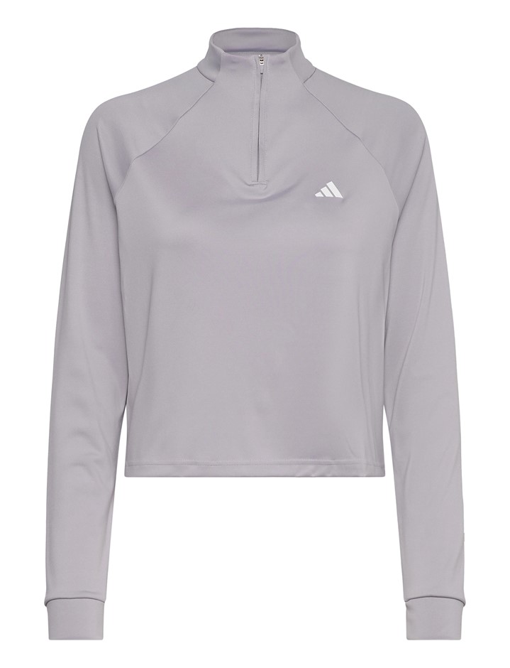 ADIDAS Women's Train Essentials 1/4 Zip, Size L, Glo Grey, IX1021. NB: fain