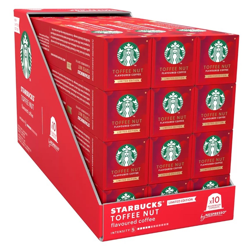 STARBUCKS By Nespresso Toffee Nut Coffee Capsules, 120 Pack, BB: 27/05/2026