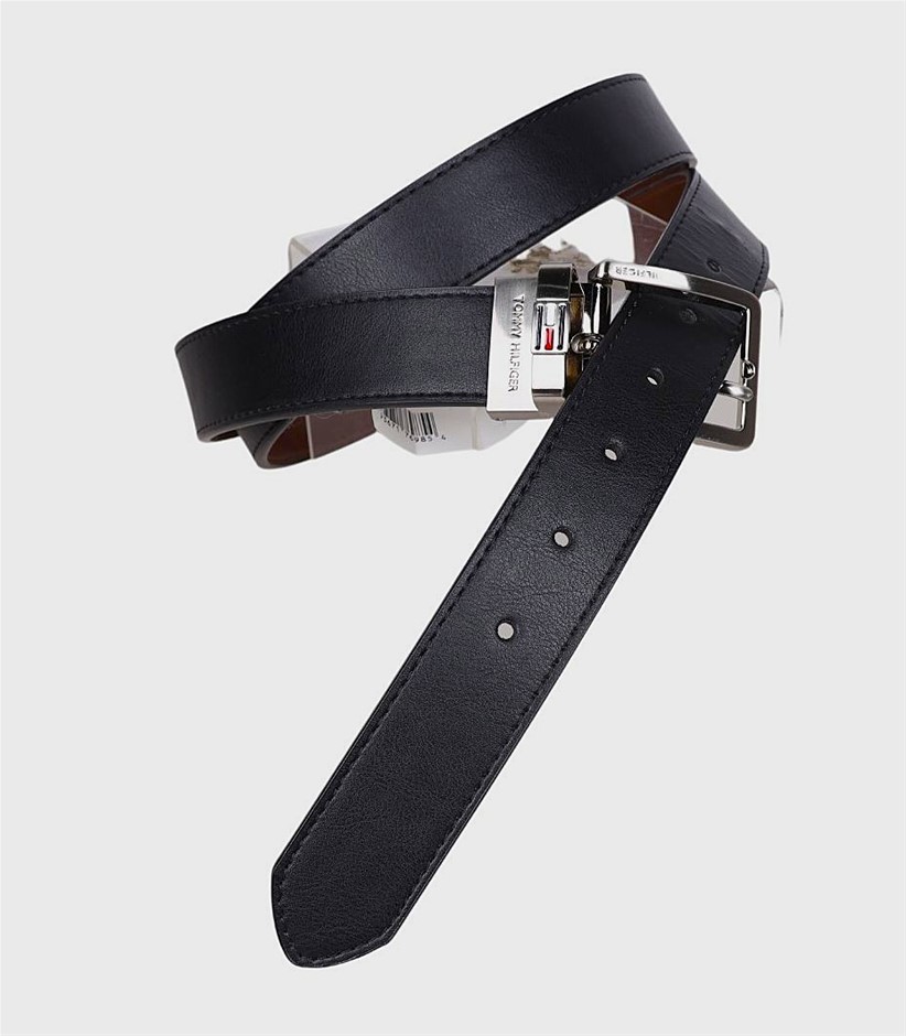 TOMMY HILFIGER Men's Reversible Belt, Black/Brown. Size: Fits up to 44". Sy