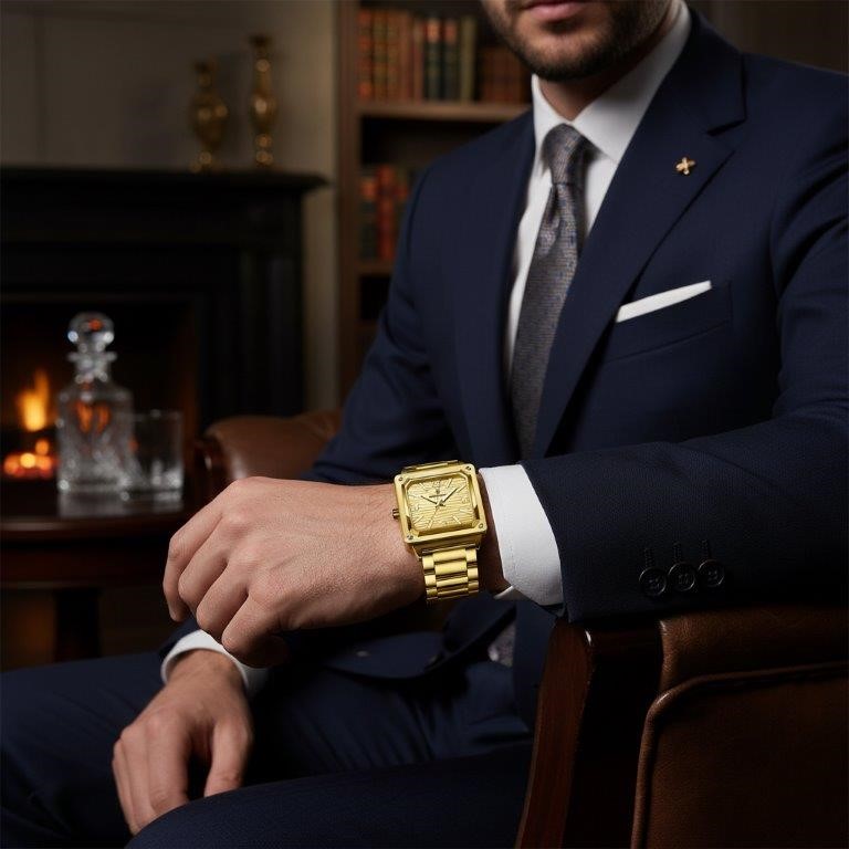 High Quality Simulated Diamond Men's Quartz Watch