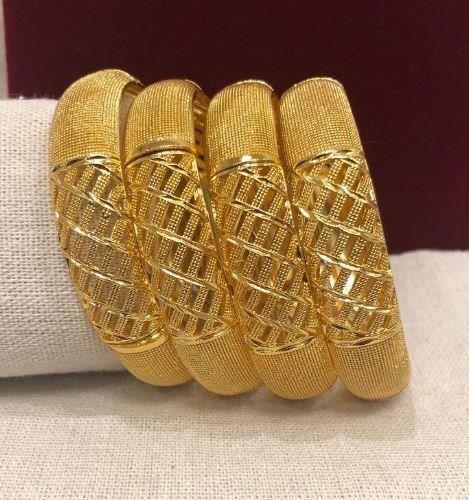 4pcs x 22KGoldFilled/Italy Yellow Bangles with Stamp-59mm