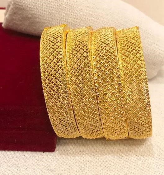 4pcs x 22KGoldFilled/Italy Yellow Bangles with Stamp-60mm