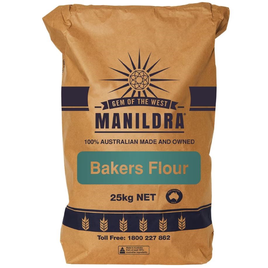 GEM OF THE WEST Manildra Bakers Flour, 25kg. NB: Damaged packaging. Best Be