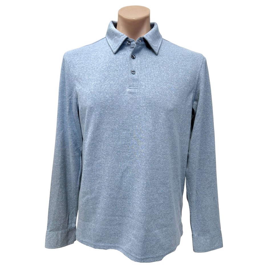 ENGLISH LAUNDRY Men's Long Sleeve Polo, Size XL, 32% Cotton, Blue/Vintage I