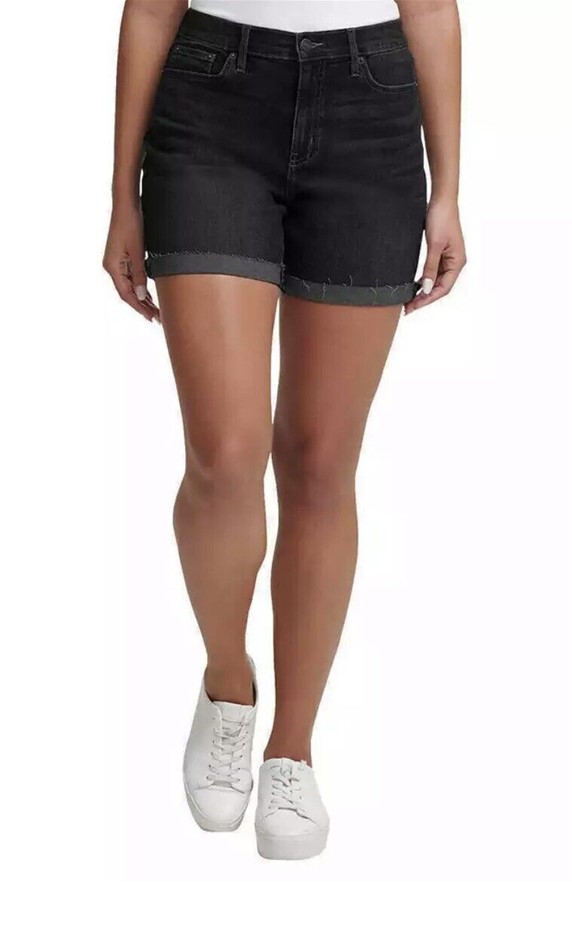 CALVIN KLEIN JEANS Women's Shorts, Size 4/8, Cotton, Black/Sand (0KS).
