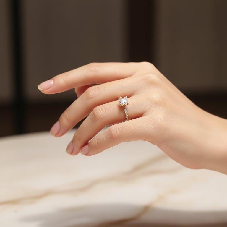 1.0ct GRA Moissanite White 18k Solid Yellow Gold Vermeil Ring -7US