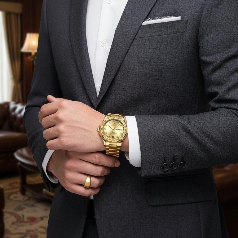 High Quality Simulated Diamond Men's Quartz Watch