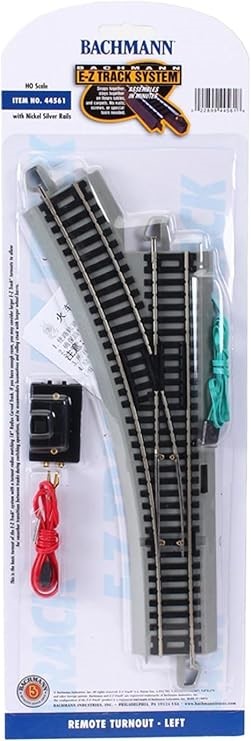 Bachmann Trains - Snap-Fit E-Z Track Remote Turnout - Left (1/Card) - Nicke