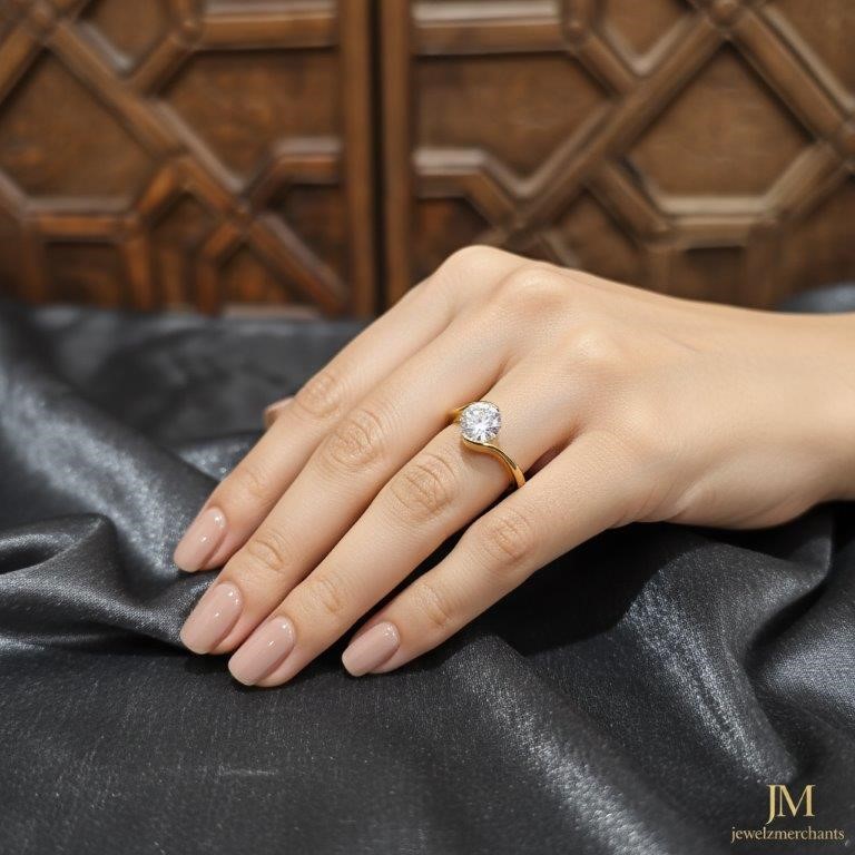 18K/ITALY Solid Yellow Gold Filled Ring -Quality Guarantee-1.0ct