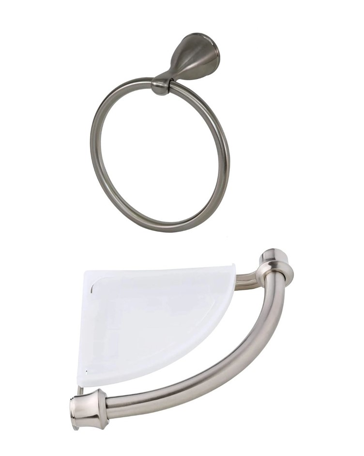BATHROOM DECOR BUNDLE: DESIGN HOUSE 558643 Ames Towel Ring, Brushed Nickel