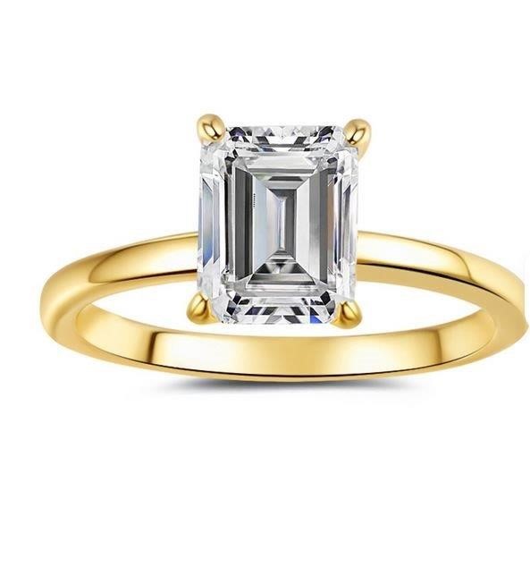 1.0ct GRA Moissanite white 18k Solid Yellow Gold Vermeil Ring -8US