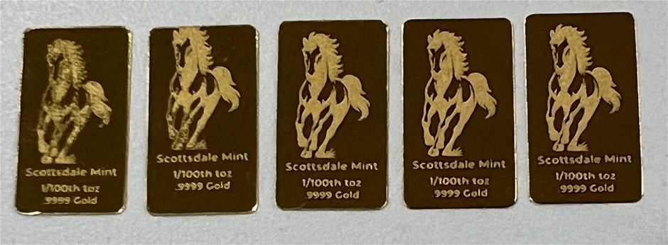 1/100 Scottdale gold bar x 5 1/100 Scottdale gold bar x 5<