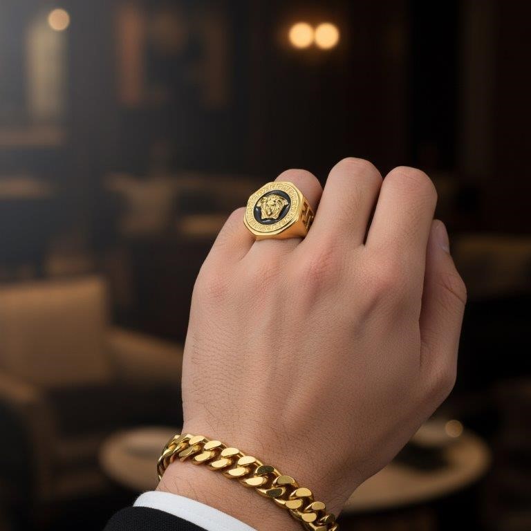 Italy 925 Silver Hip Hop Men's Ring (Stamps)-11 US