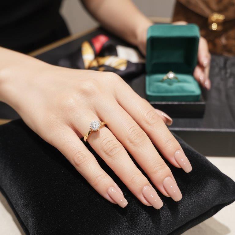 1.0ct GRA Moissanite white 18k Solid Yellow Gold Vermeil Ring -9US