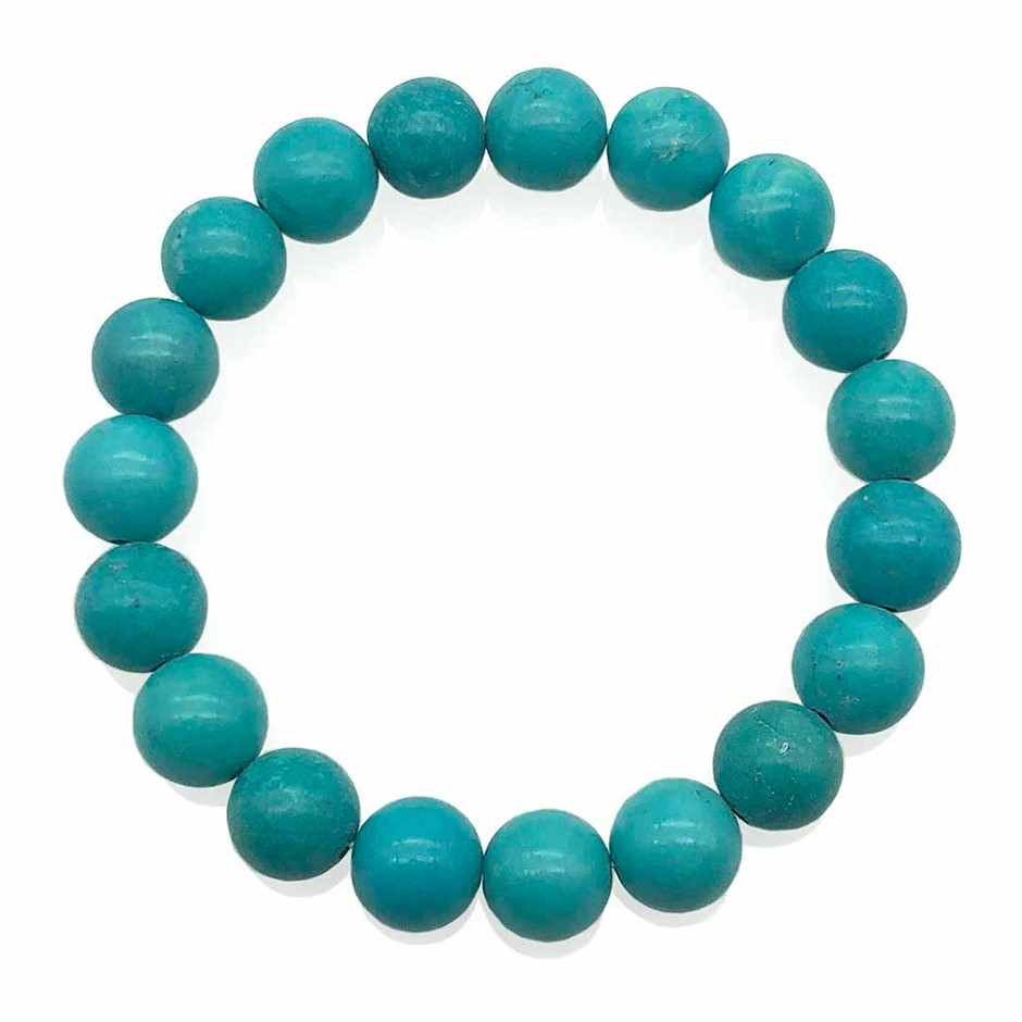 10mm Dyed & Heated Turquoise Gemstones Beaded Bracelet.
