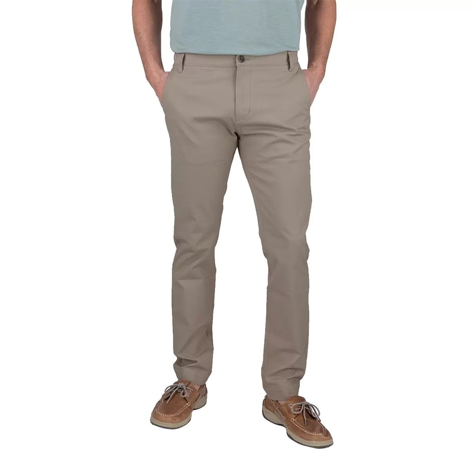 TAILOR VINTAGE Men's Stretch Sateen Pant, Size 34x32, 98% Cotton, Fallen Ro