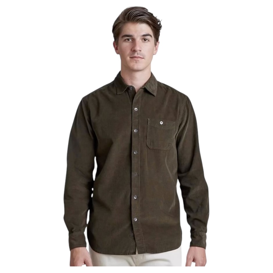 COPPER&OAK Men's Corduroy Shirt, Size M, 98% Cotton, Olive. Buyers Note -