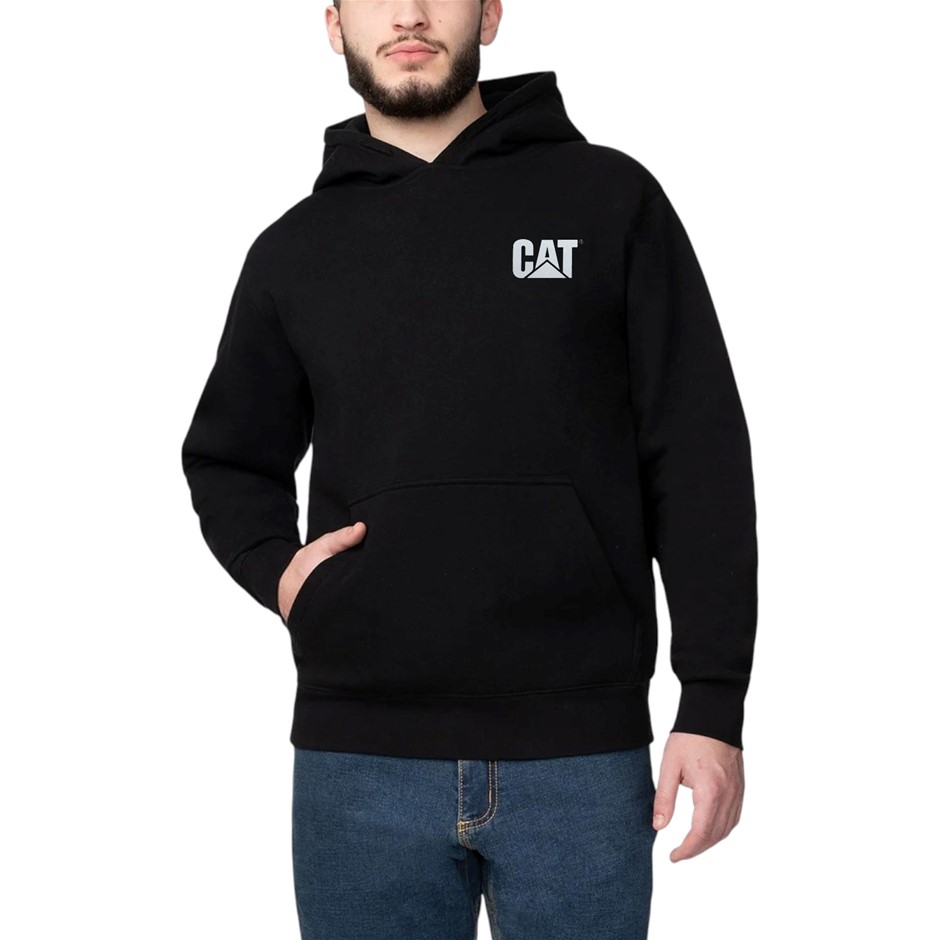 CAT Men's Trademark Hoodie, Size M, 70% Cotton, Black (10158), 8050002. Bu