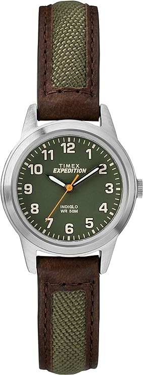 TIMEX Women's Expedition Metal Field Mini Watch, Brown/Green. NB: Slightly