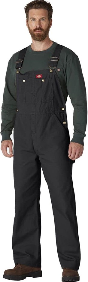 DICKIES Men's Duck Bib Overall, Size 42x32, Rinsed Black, DB100RBK. Buyers