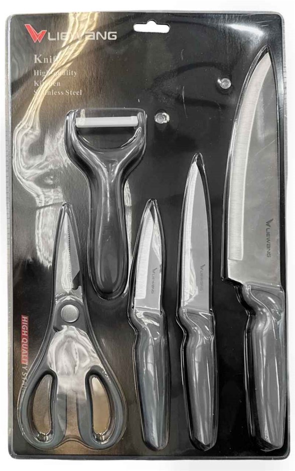 2 x LIEWANG Kitchen Knife and Peeling Set, Stainless Steel, Black. 3 x Blad