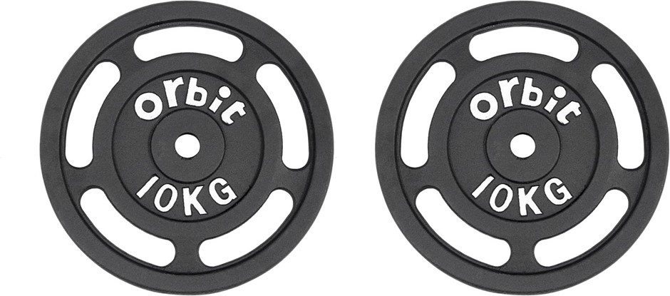 ORBIT Standard 25 mm Cast Iron Weight Plate, 10 kg (1 Pair)