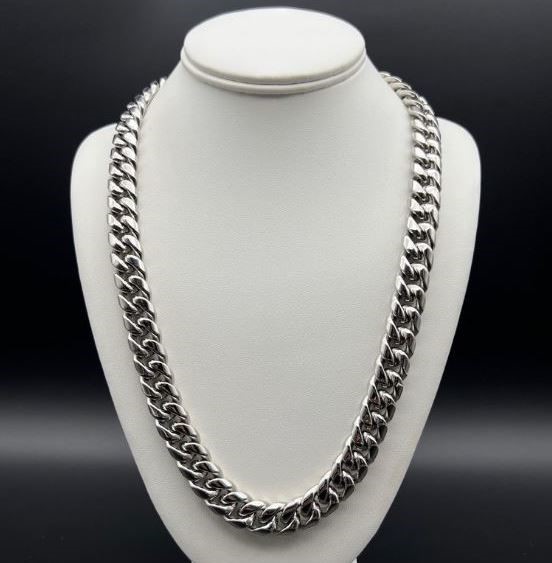 Silver-Filled Cuban Chain Necklace, 14MM Wide - 60.9cm