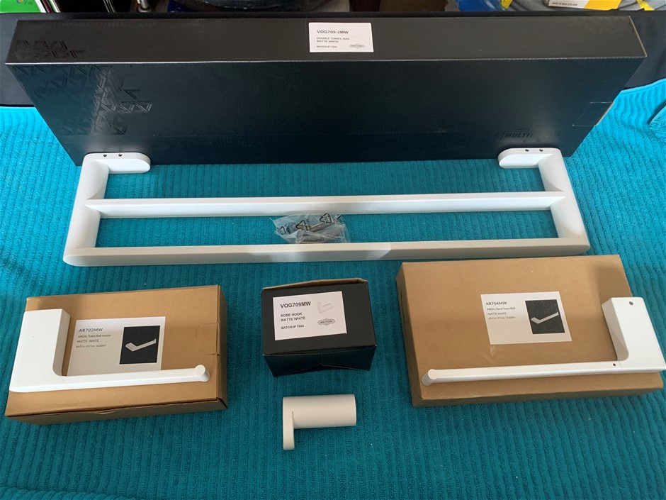 New in Boxes Multitude White Bathroom Accessories