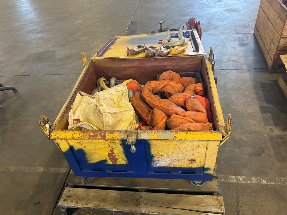 <p>Mobile Metal Tub With Various Lifting Gear Inside</p>