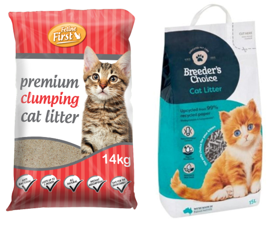 2 x Assorted Cat Litters Including BREEDER'S CHOICE 15L Cat Litter & FELINE
