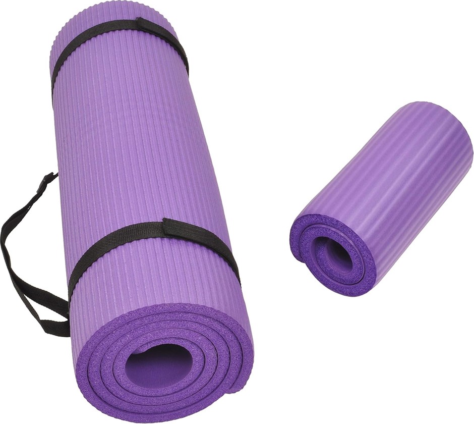 FITVIDS Fitness Yoga Mat with Knee Pad, Purple.