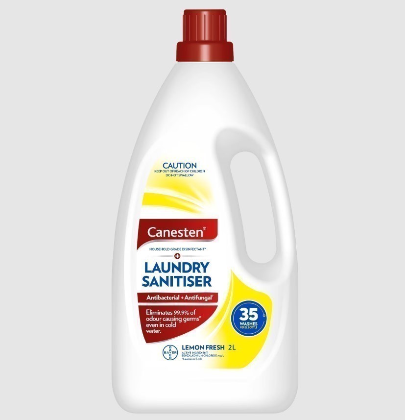 2 x CANESTEN Laundry Sanitiser, Lemon Fresh, 2L.