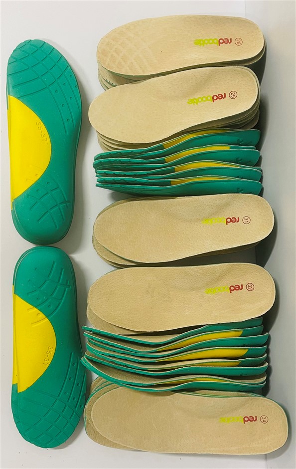 Arch Support leather lined shoe insoles, Kids sizes, Quantity 32, RRP $640