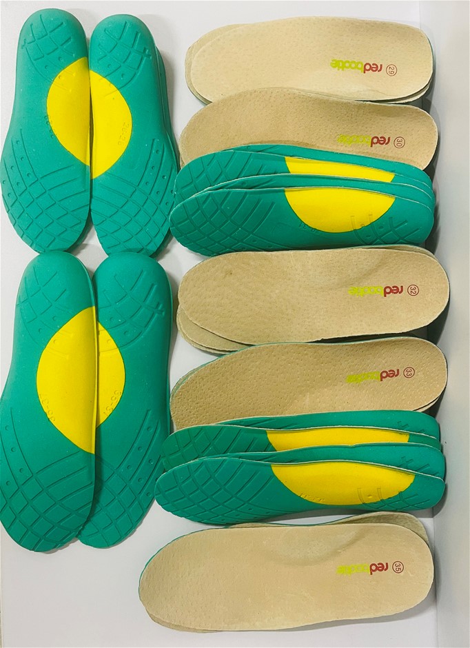 Arch Support leather lined shoe insoles, Kids sizes, Quantity 16, RRP $320