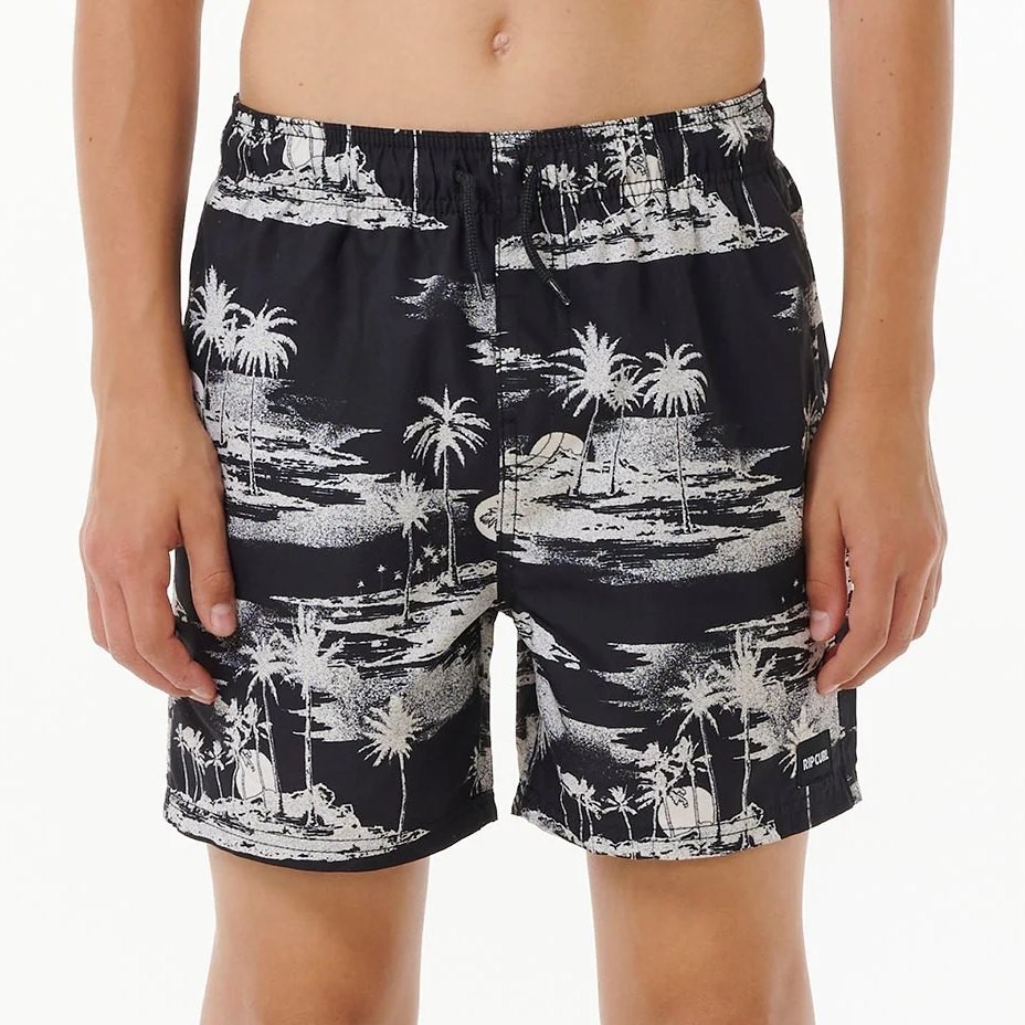 RIP CURL Boys Dreamers Volley Shorts, Black/White, Size 12