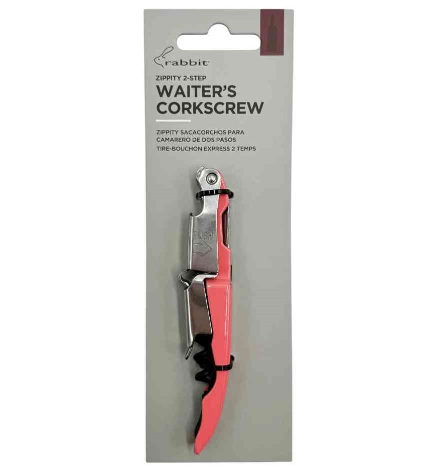 RABBIT Zippity Waiter's Corkscrew 2-Step Wine Opener, Red